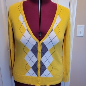 Yellow Argyle Cardigan